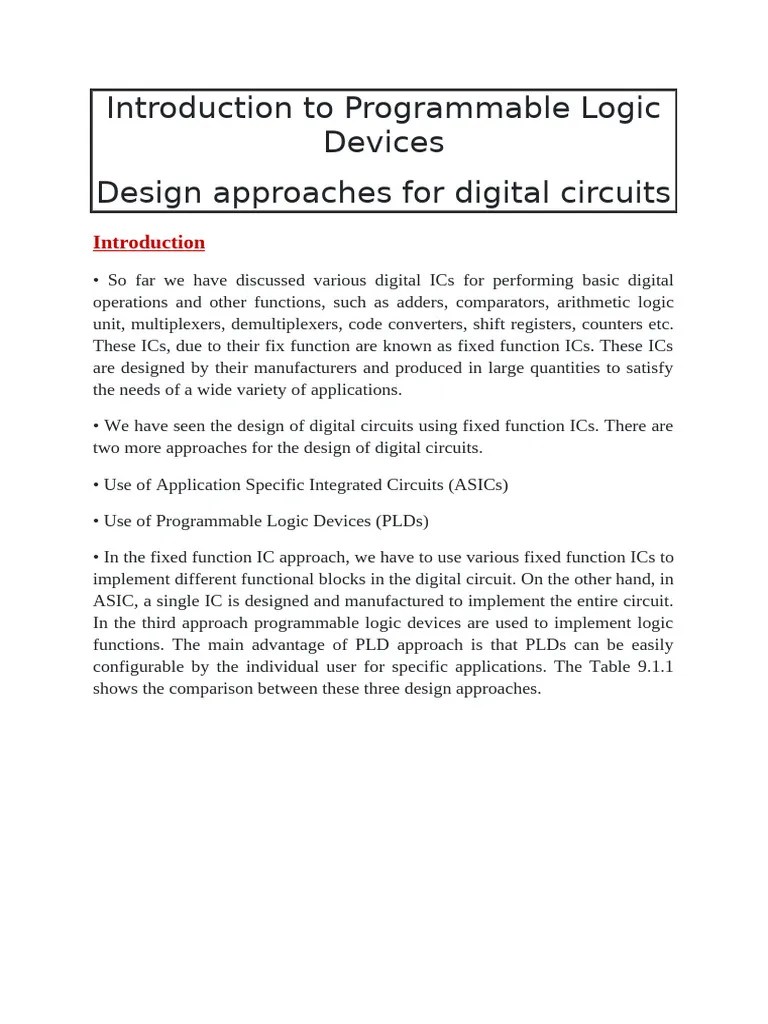 Introduction To Programmable Logic Devices | PDF | Field Programmable ...
