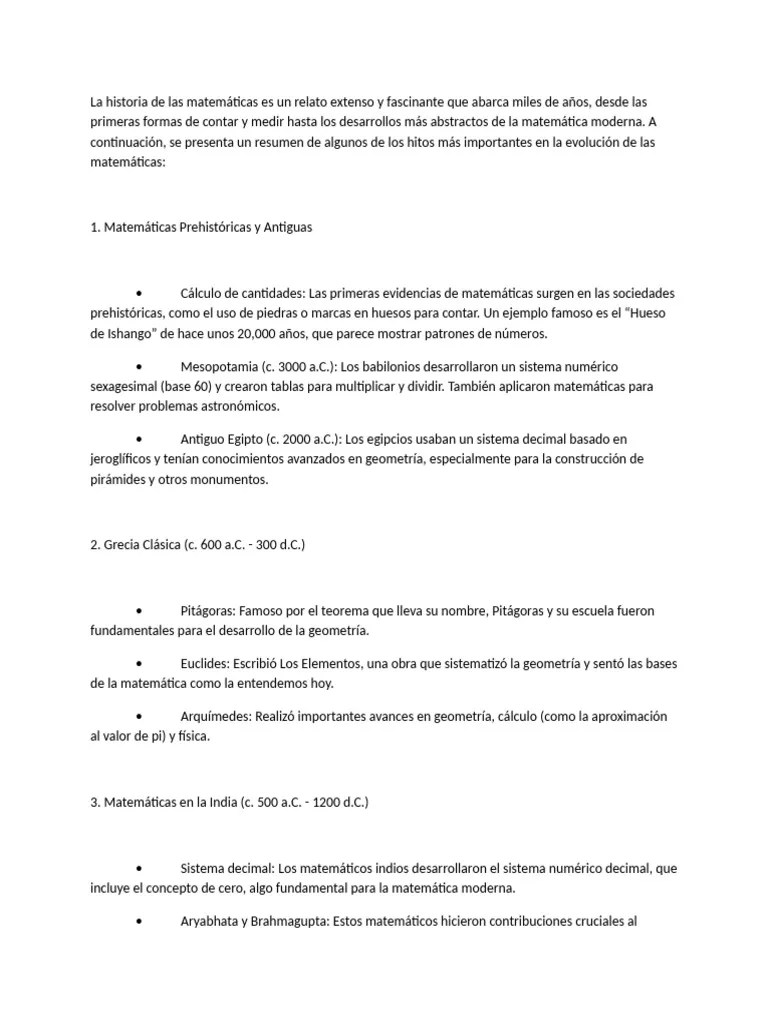 Historia De Las Matematicas | PDF | Matemáticas | Números