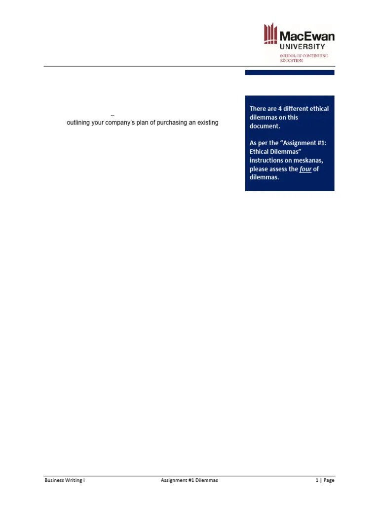 Assignment #1 - Ethical Dilemma Scenarios | PDF