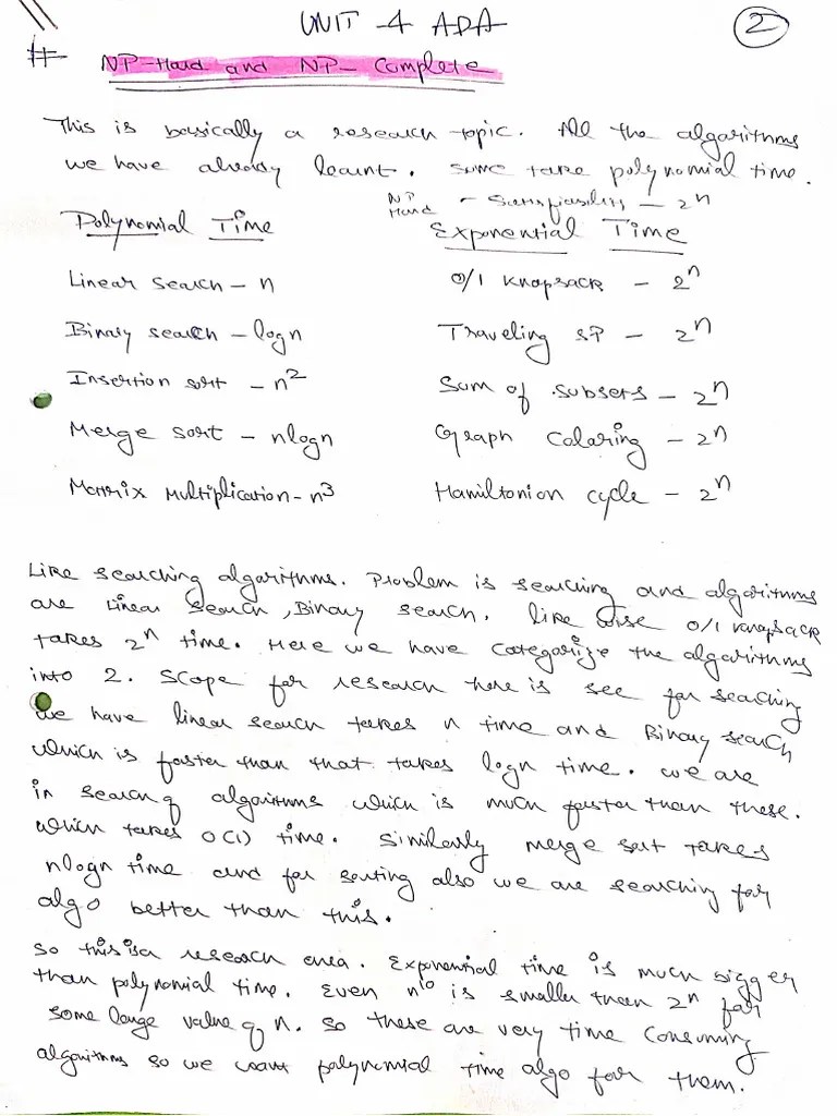 Unit 4 Computational Complexity Ada | PDF