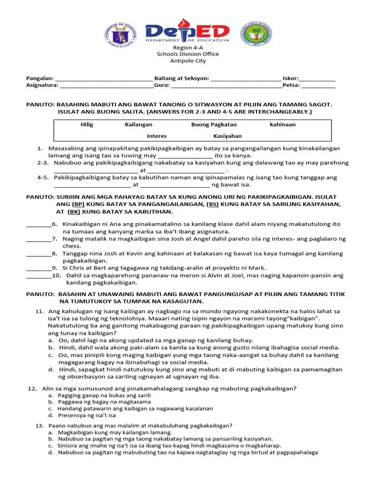 2nd Summative Test Grade 8 Student's | PDF