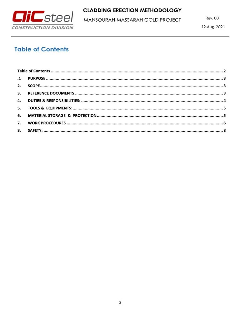 Method Statement Cladding Pdf