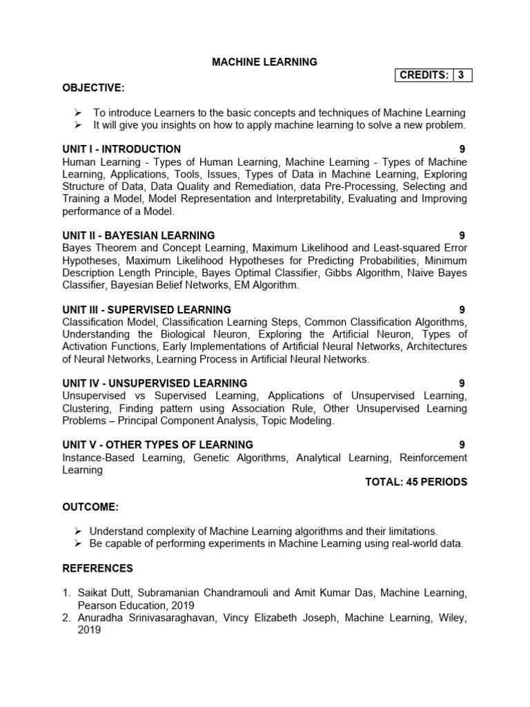 IV-Sem-MACHINE LEARNING | PDF | Machine Learning | Artificial Neural Network