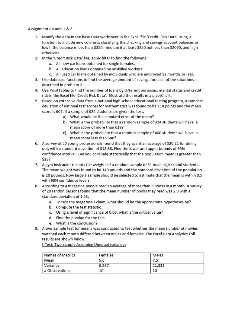Assignment 1 | PDF | P Value | Statistical Hypothesis Testing