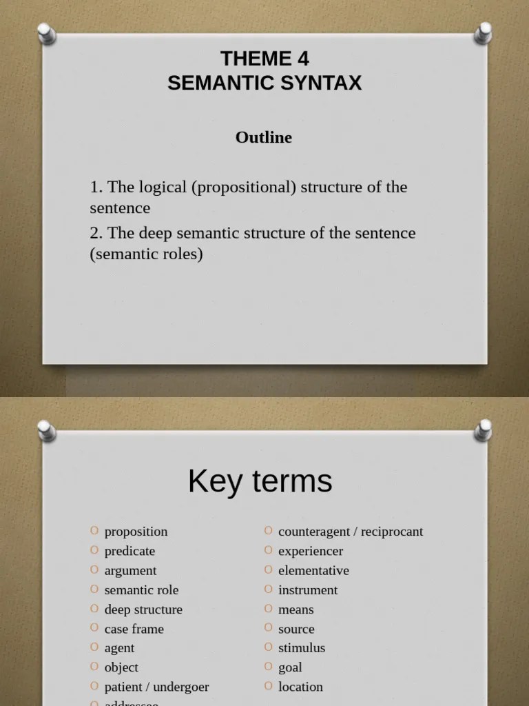 2024 - Syntax - Theme 4 - Semantic Syntax | PDF | Syntax | Semantics