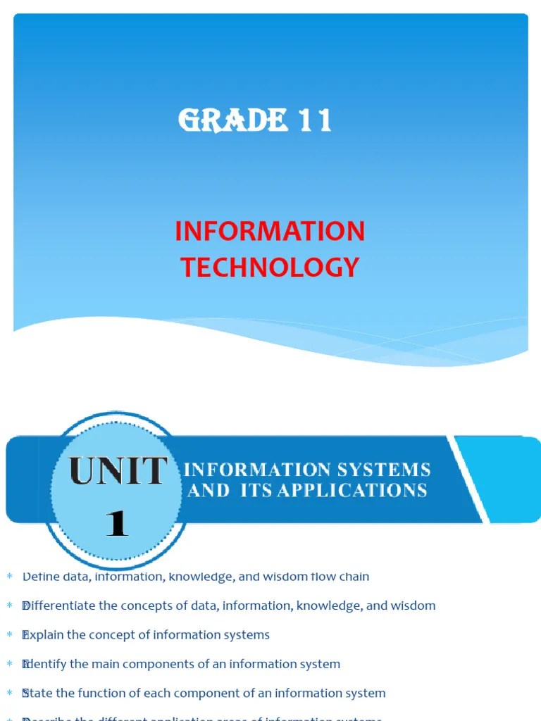 Grade 11 Unit 1 | PDF | Information | Educational Technology