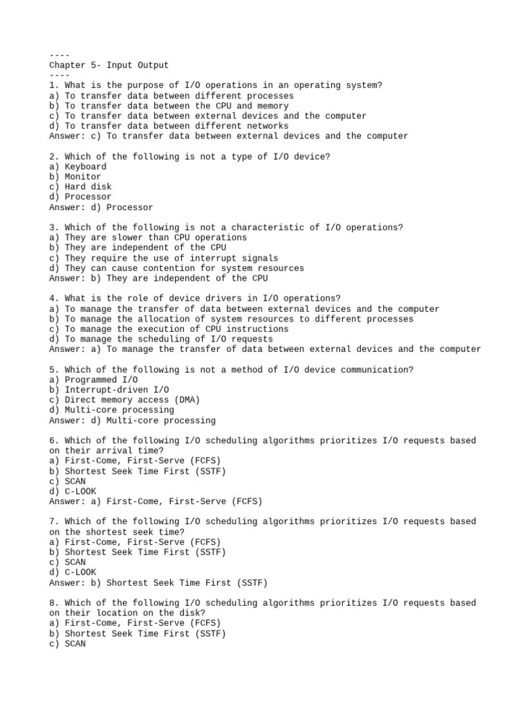 Chapter 5- Input Output | PDF | Input/Output | Process (Computing)