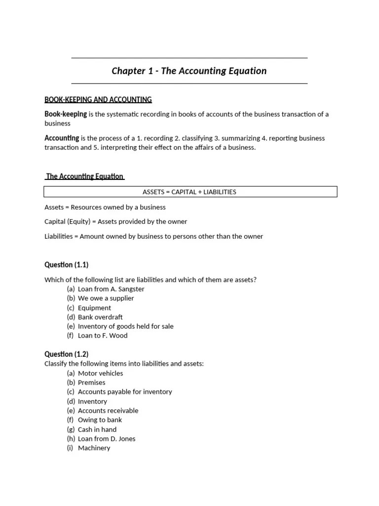 Accounting Equation And Double Entry System | PDF | Debits And Credits ...