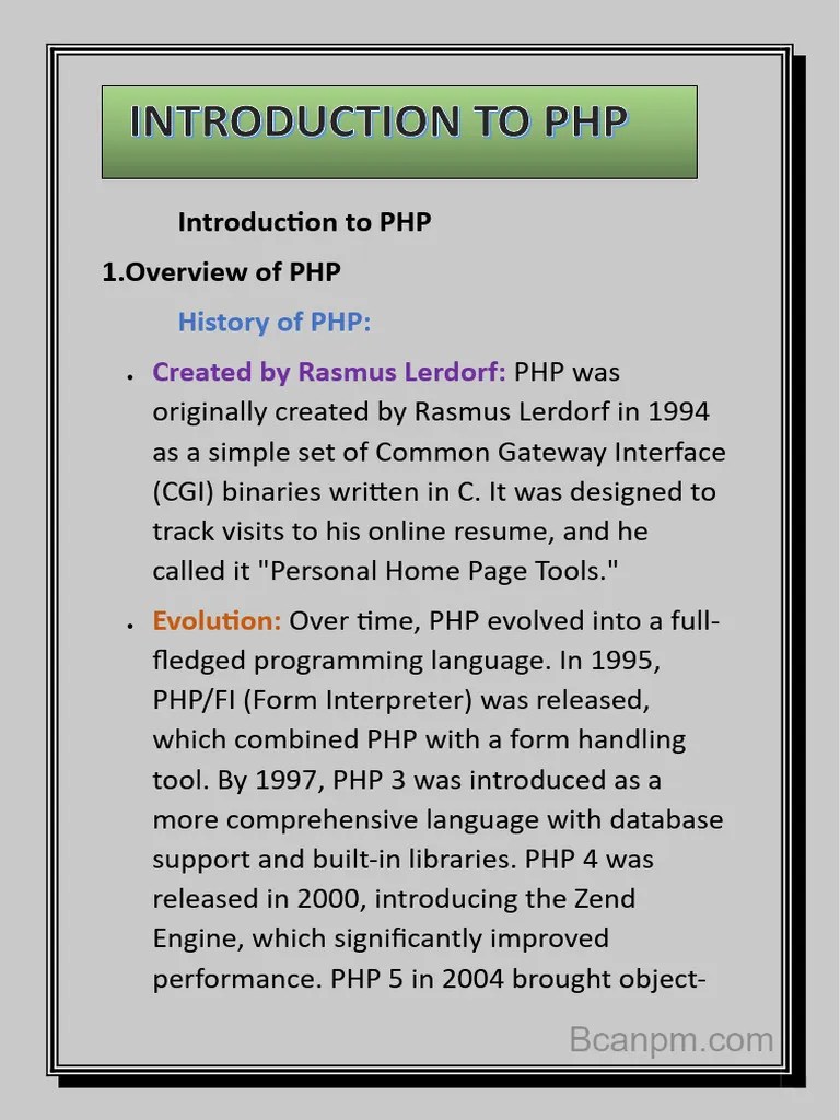 Introduction To Php | PDF | Php | Software