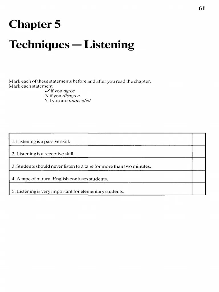 Practical Techniques For Language Teaching 05 Techniques Listening | PDF