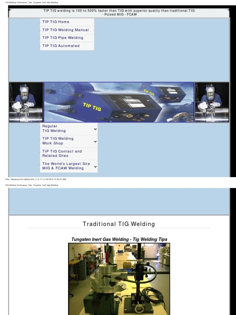 TIG Welding Techniques, Tips, Tungsten Inert Gas Welding | PDF ...