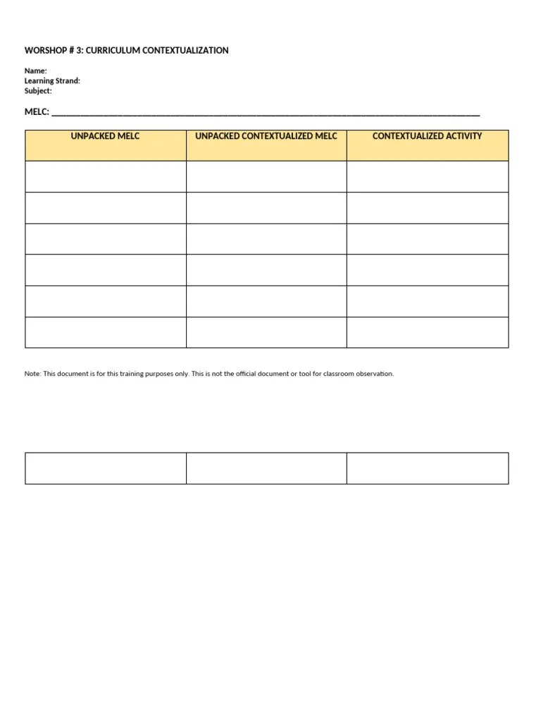Workshop 3 - Curriculum-Contextualization | PDF