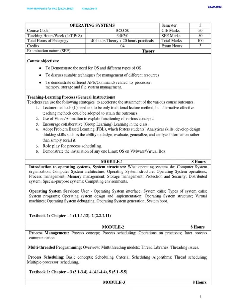 OS Syllabus | PDF | Operating System | Scheduling (Computing)