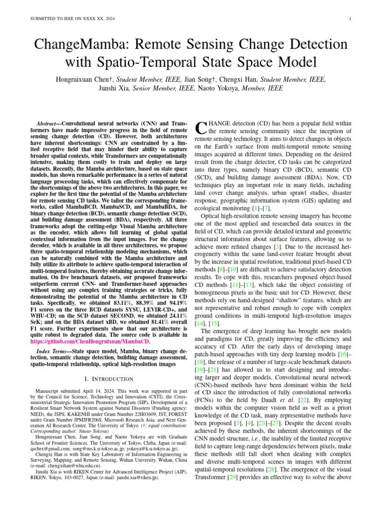 ChangeMamba Remote Sensing Change Detection | PDF | Information ...