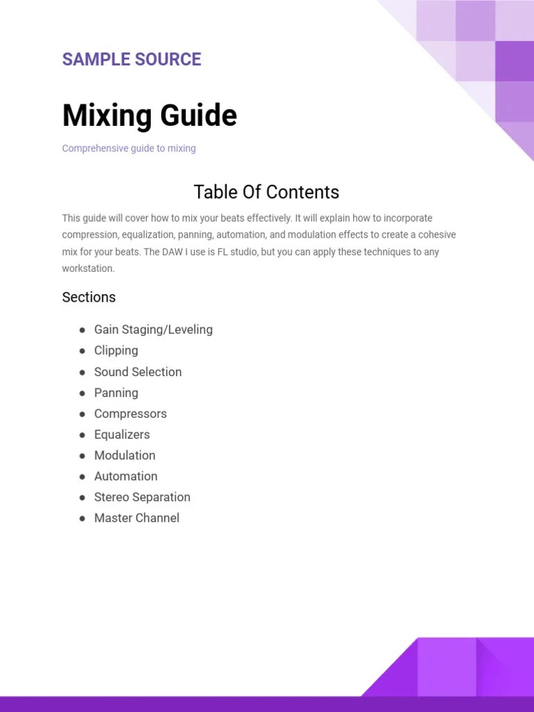 Mixing Guide | PDF | Equalization (Audio) | Electrical Engineering