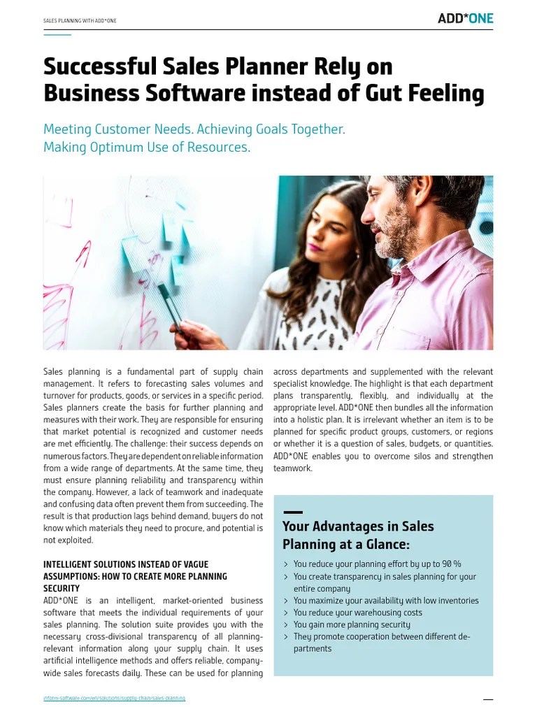 INFORM ADDONE Brochure Sales Planning | PDF | Forecasting | Enterprise Resource Planning