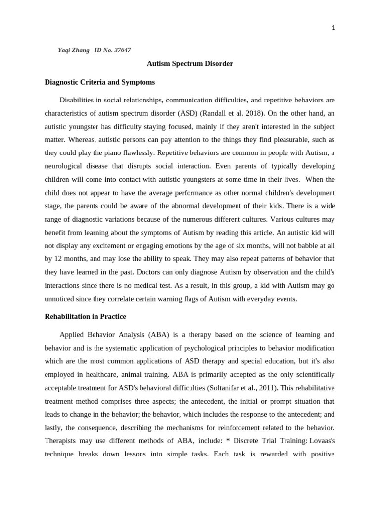 Autism Spectrum Disorder With Reference | PDF | Autism Spectrum ...
