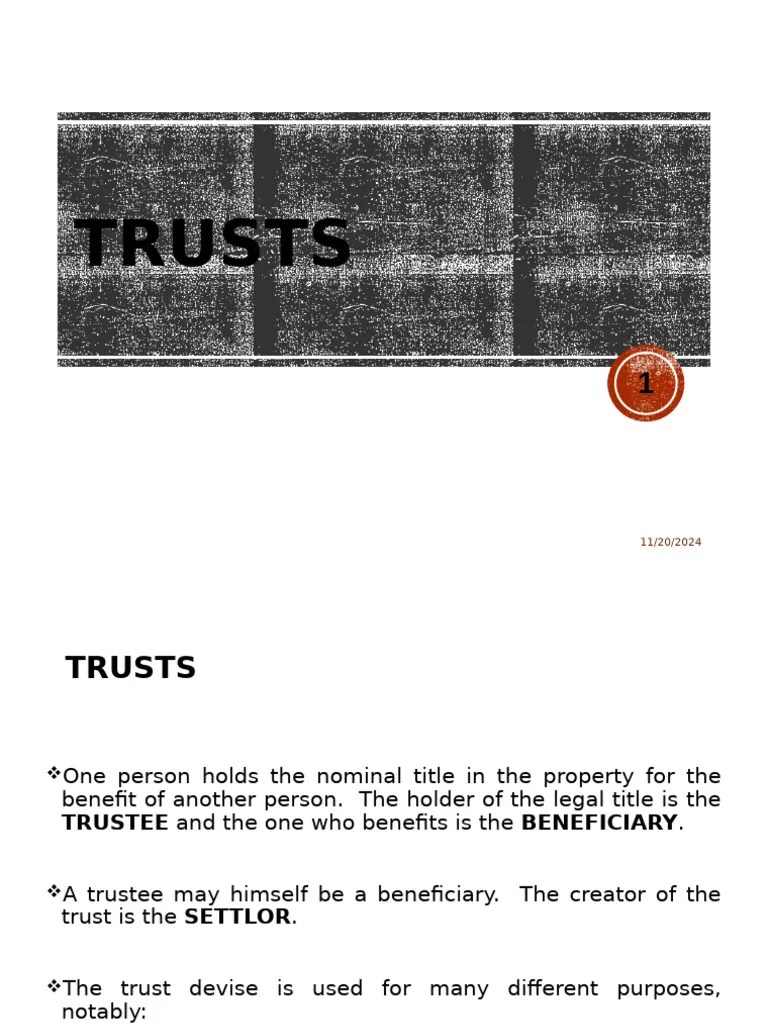 Equity Lectures 7 And 8 - Notes On Trusts | PDF | Fiduciary | Charitable Organization