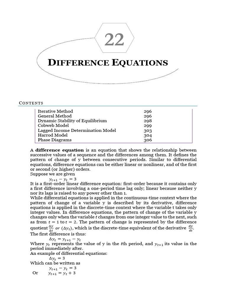 Difference Equations | PDF | Recurrence Relation | Equations