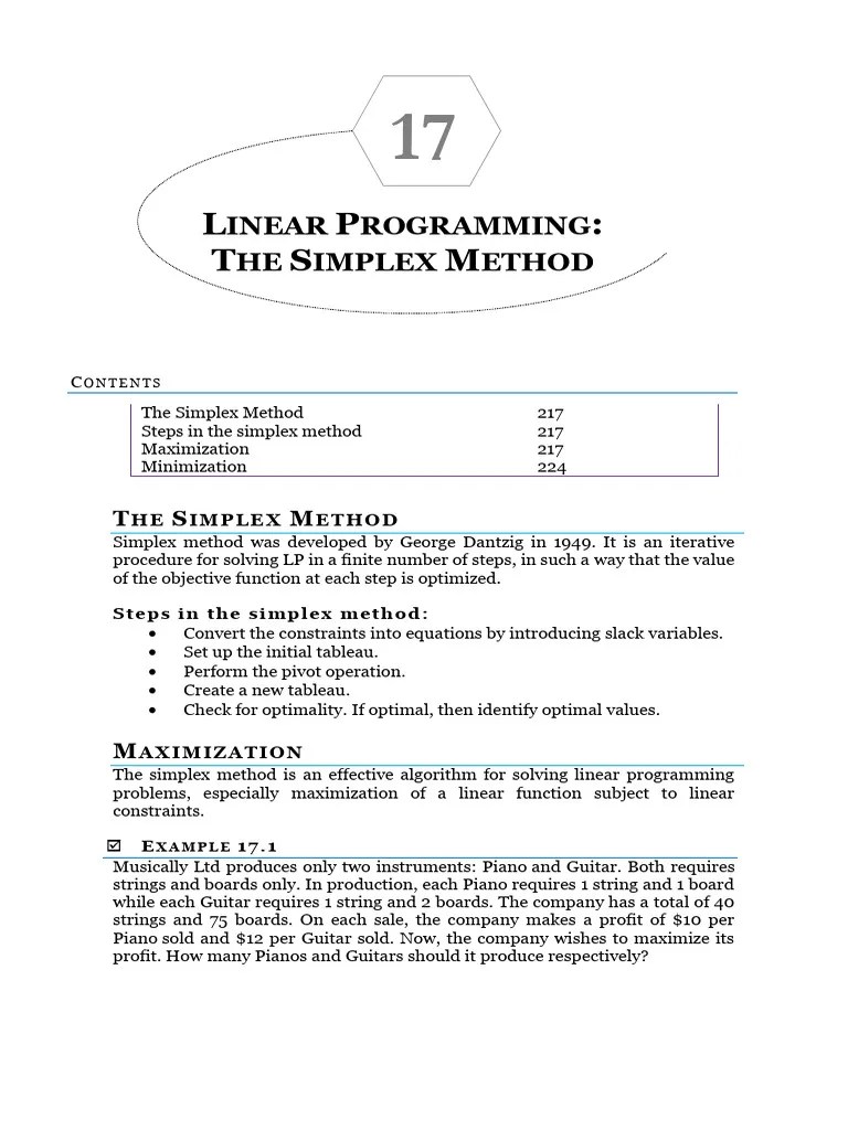 17. Simplex | PDF | Mathematical Optimization | Linear Programming