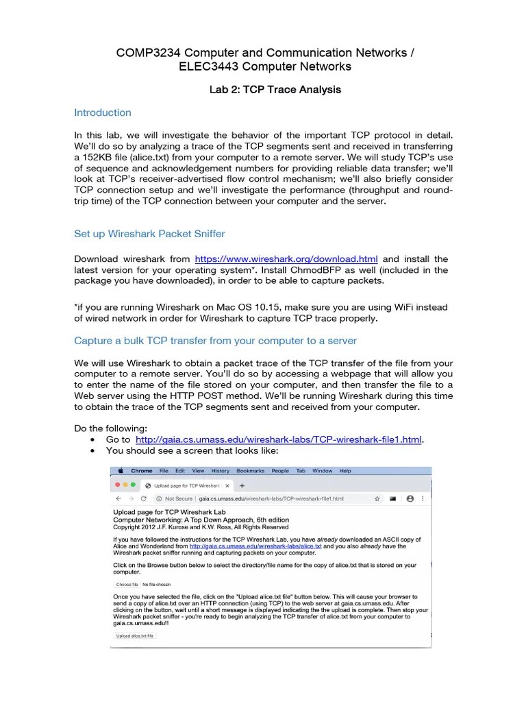 Lab2 Handout | PDF | Transmission Control Protocol | Computer Science