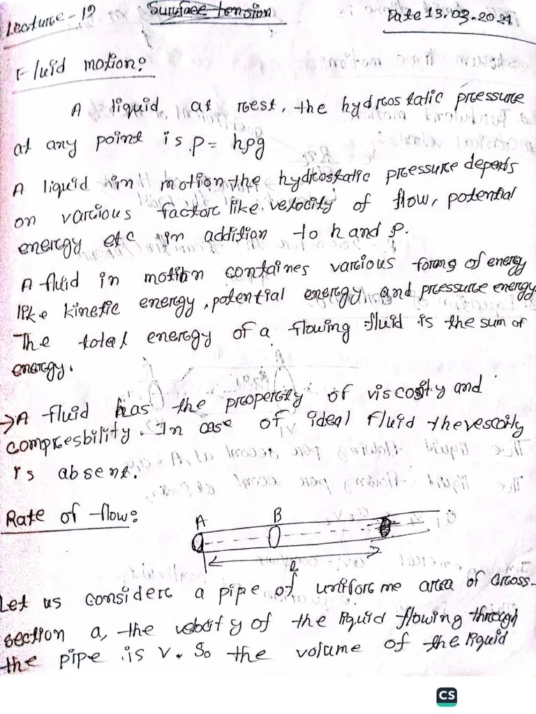 Fluid Dynamics Class Lecture | PDF