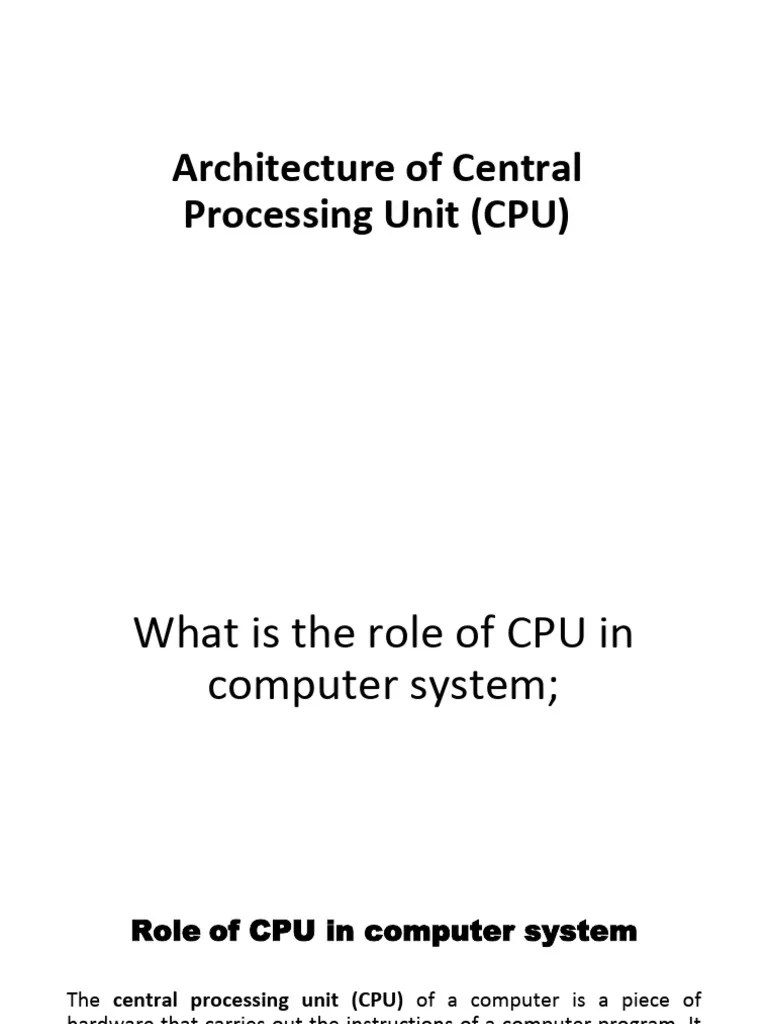 Architecture Of CPU | PDF | Central Processing Unit | Cpu Cache