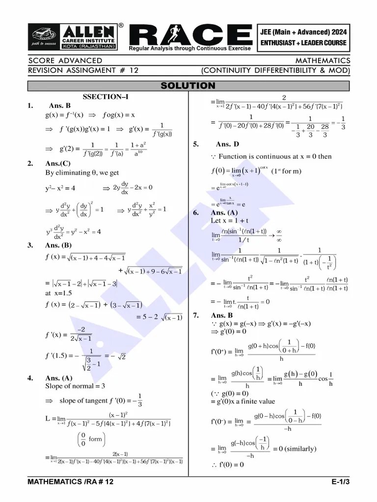 Continuity Differentiability MOD Solution | PDF | Law