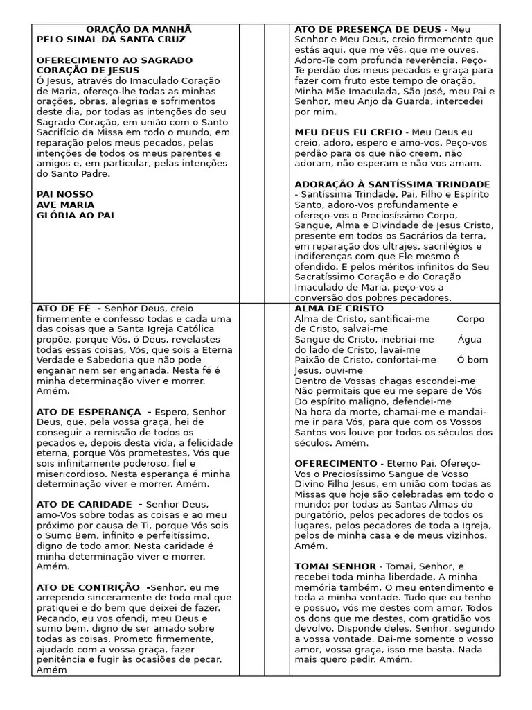 Oração Da Manhã | PDF | Oração | Pecado