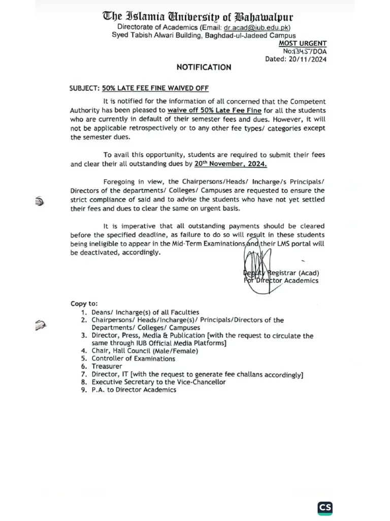 50% Late Fee Fine Waived Off | PDF