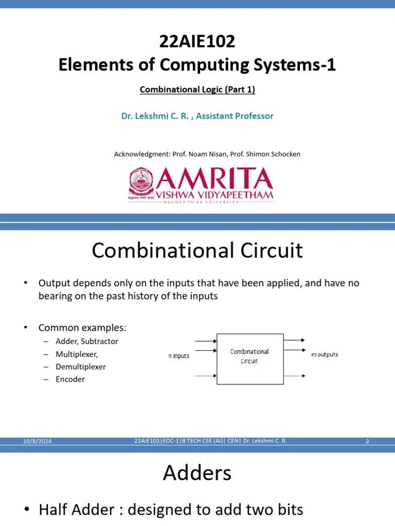 EoC-1 - Lecture - 9 - Combinational Logic-Part1 | PDF | Computer ...