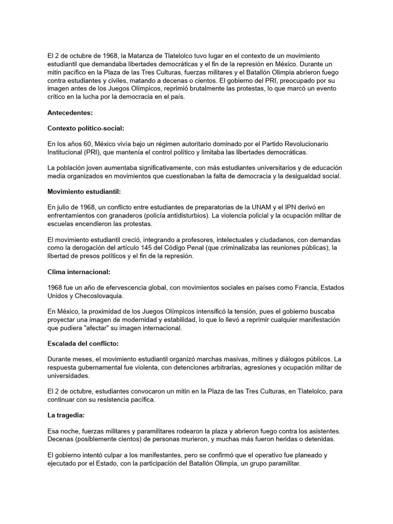 El 2 De Octubre De 1968 Pdf Conflicto Social Protesta