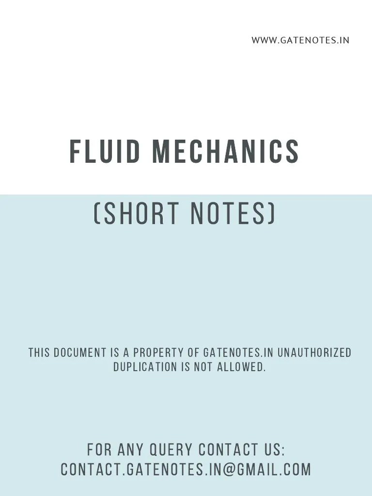 Gate Notes-Fluid Mechanics Short Notes(s) - Optimize | PDF