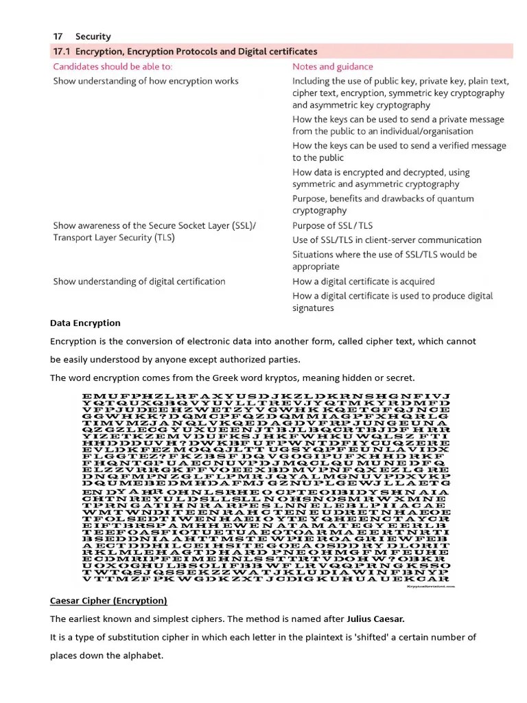 17 Security Notes | PDF | Key (Cryptography) | Public Key Cryptography