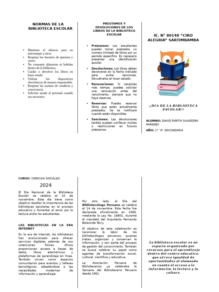 Normas De La Biblioteca Escolar | PDF