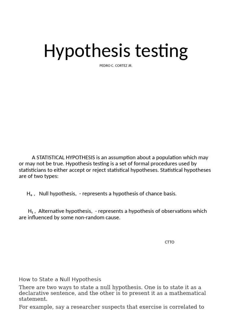2hypothesis Testing Presentation | PDF | Hypothesis | Statistical ...