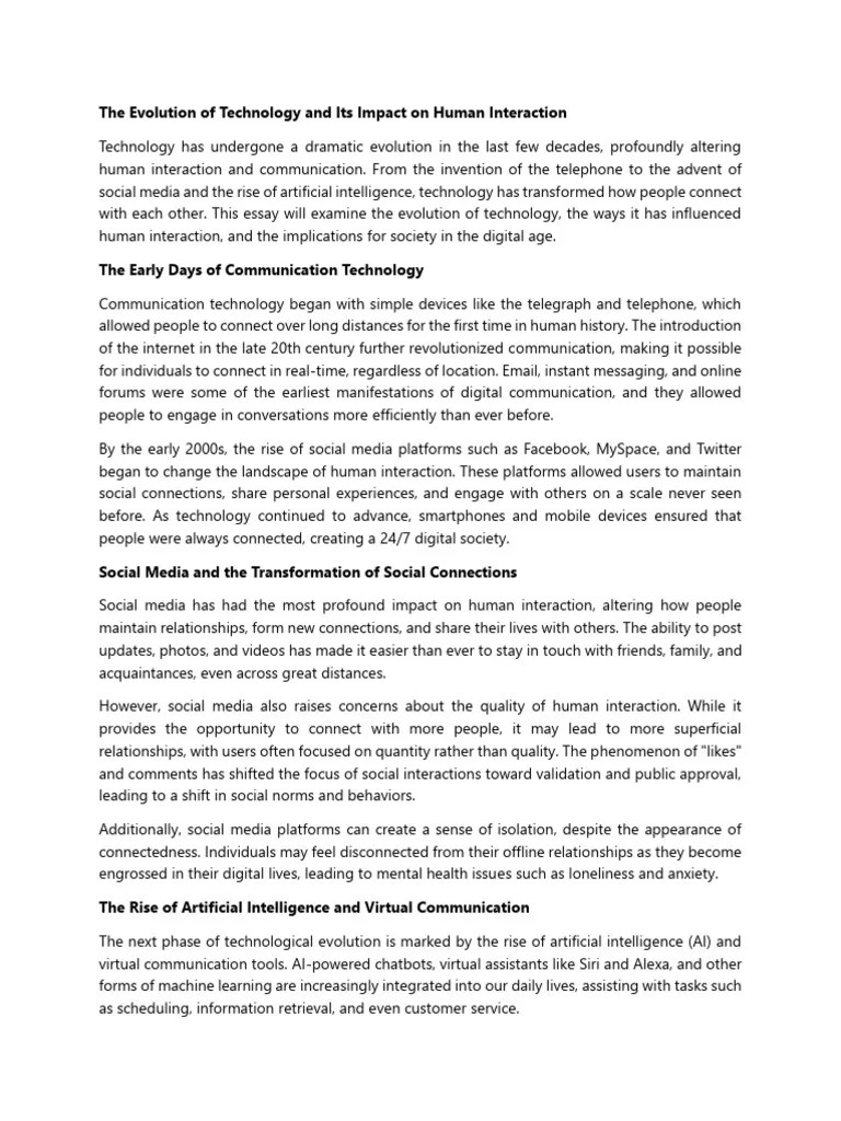 The Evolution Of Technology And Its Impact On Human Interaction | PDF ...