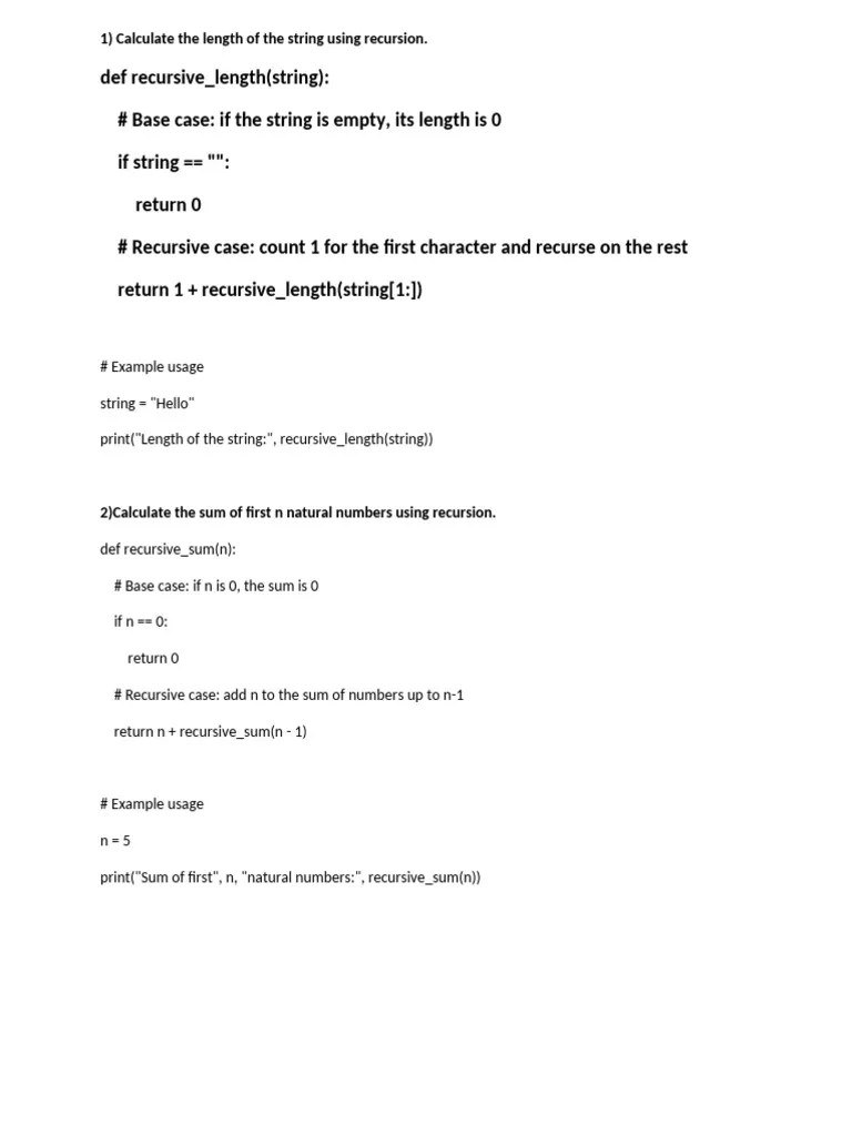 Recursion Questions | PDF | Science & Mathematics