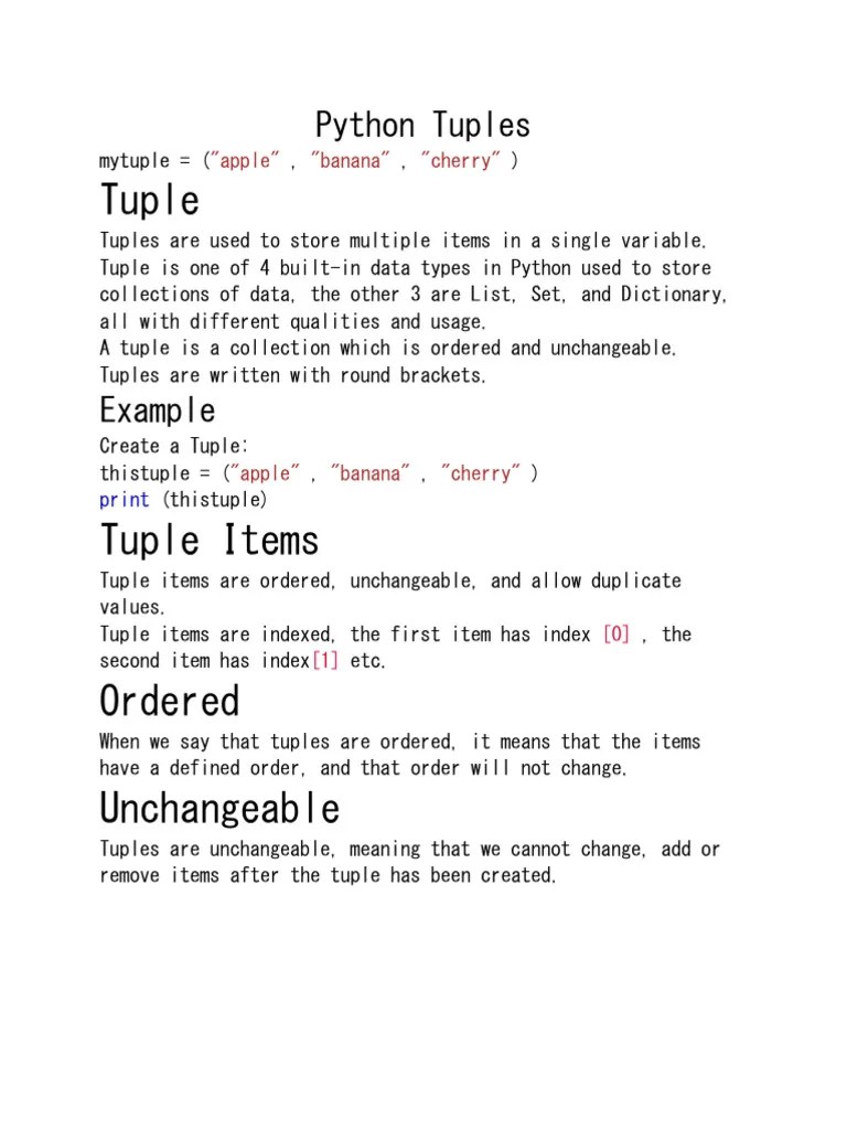 TUPLE | PDF | Data Type | Boolean Data Type