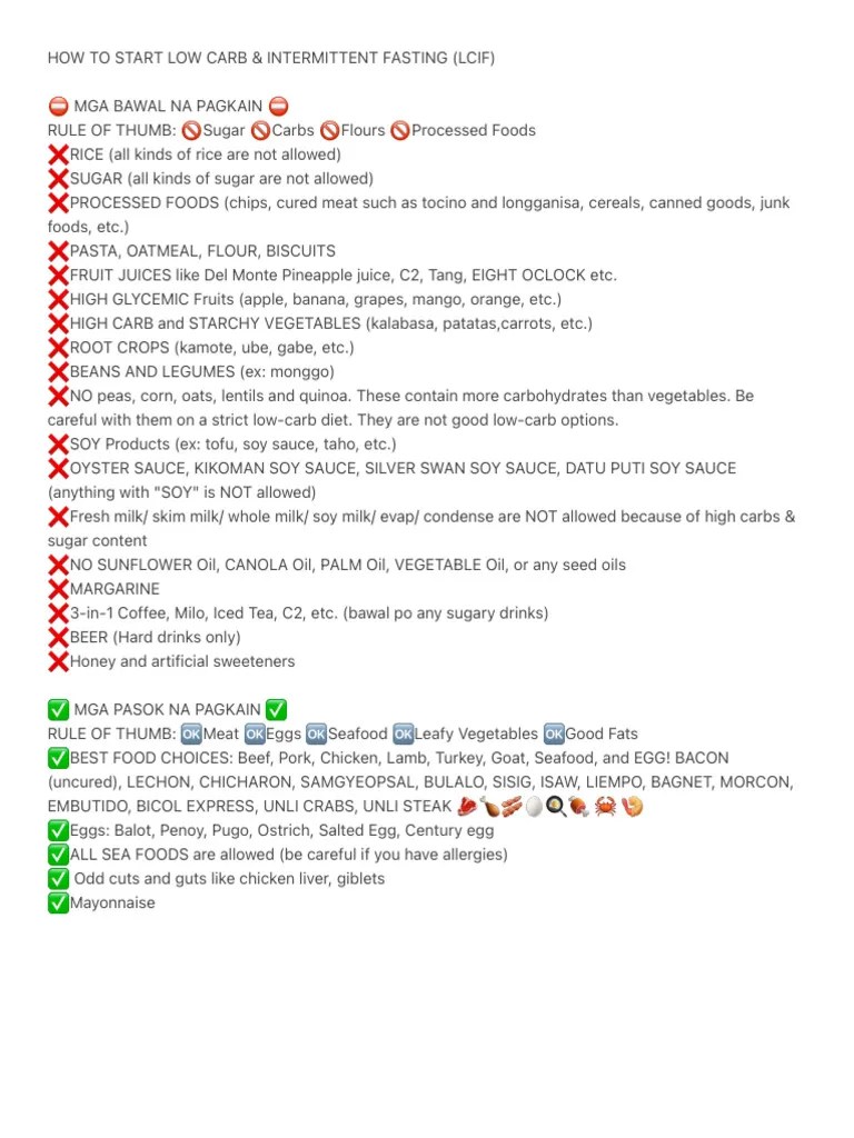 How To Start Low Carb & Intermittent Fasting (Lcif) | PDF