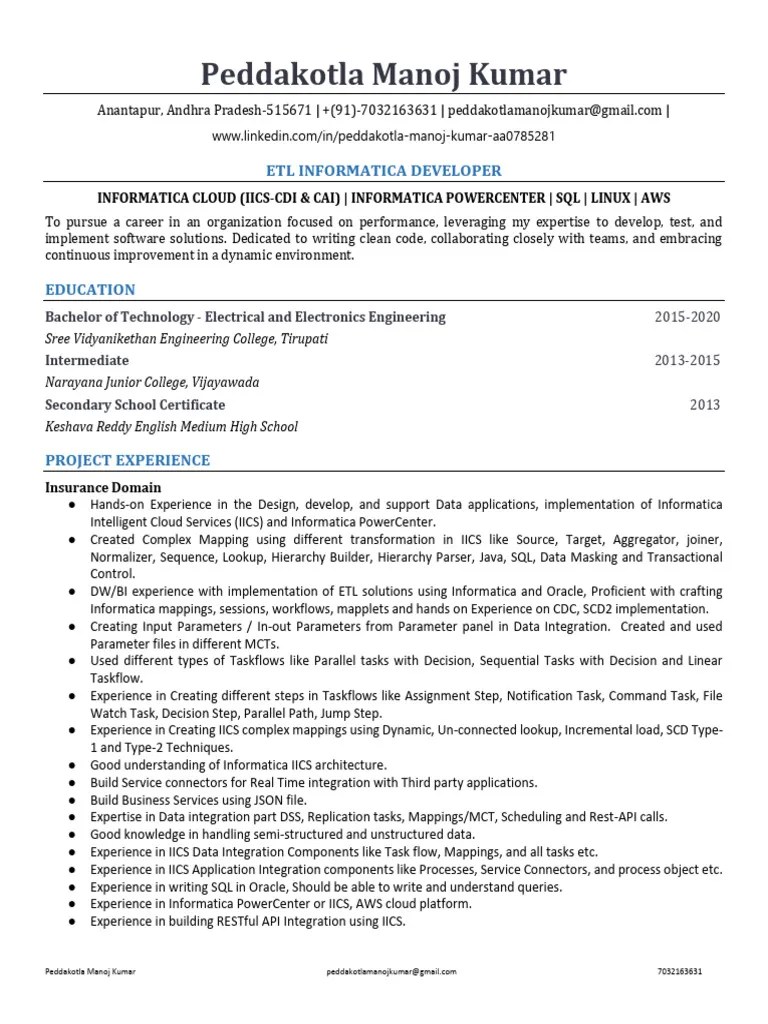 Etl Informatica Developer | PDF | Software | Data Management