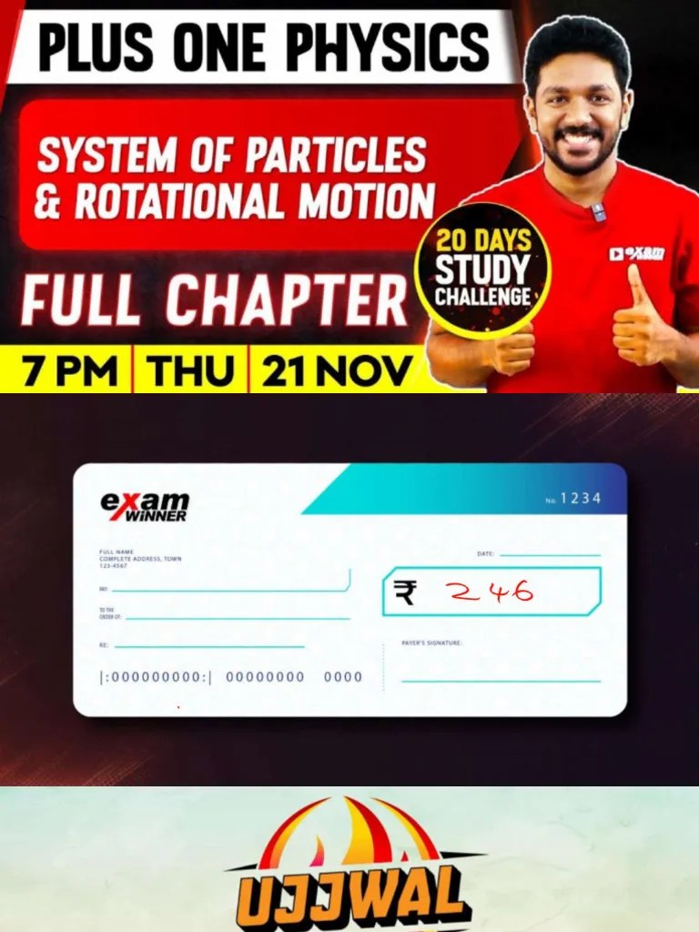 Examwinner Plusone Physics System Of Particles & Rotational Motion Live ...