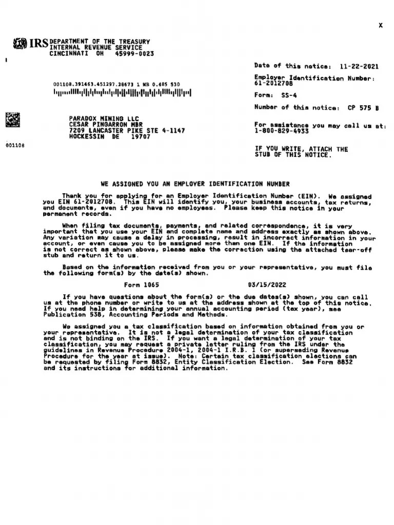 Ein | PDF | Internal Revenue Service | Business