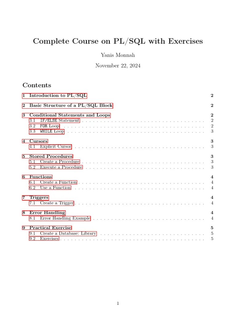 Complete Course On PL/SQL | PDF | Pl/Sql | Sql