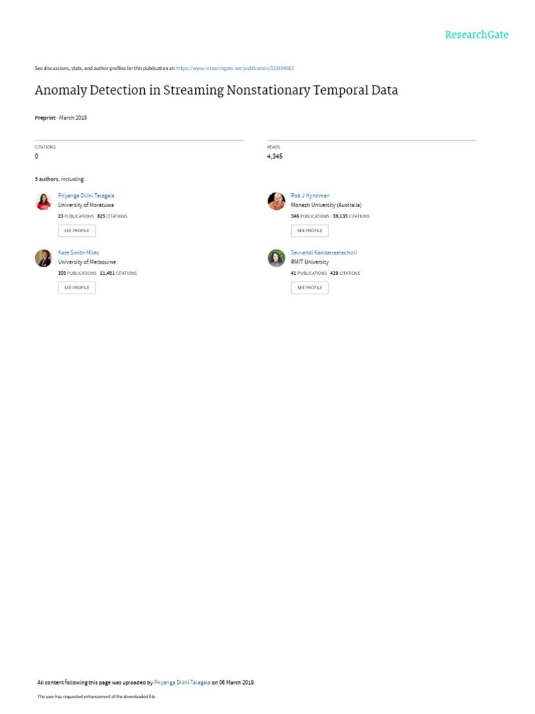 Anomaly Detection In Streaming Nonstationary Temporal Data | PDF | Time ...