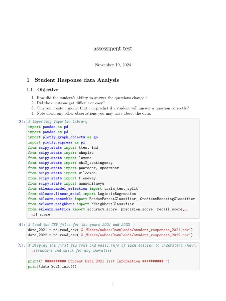 Assessment Test | PDF | Statistical Analysis | Teaching Mathematics