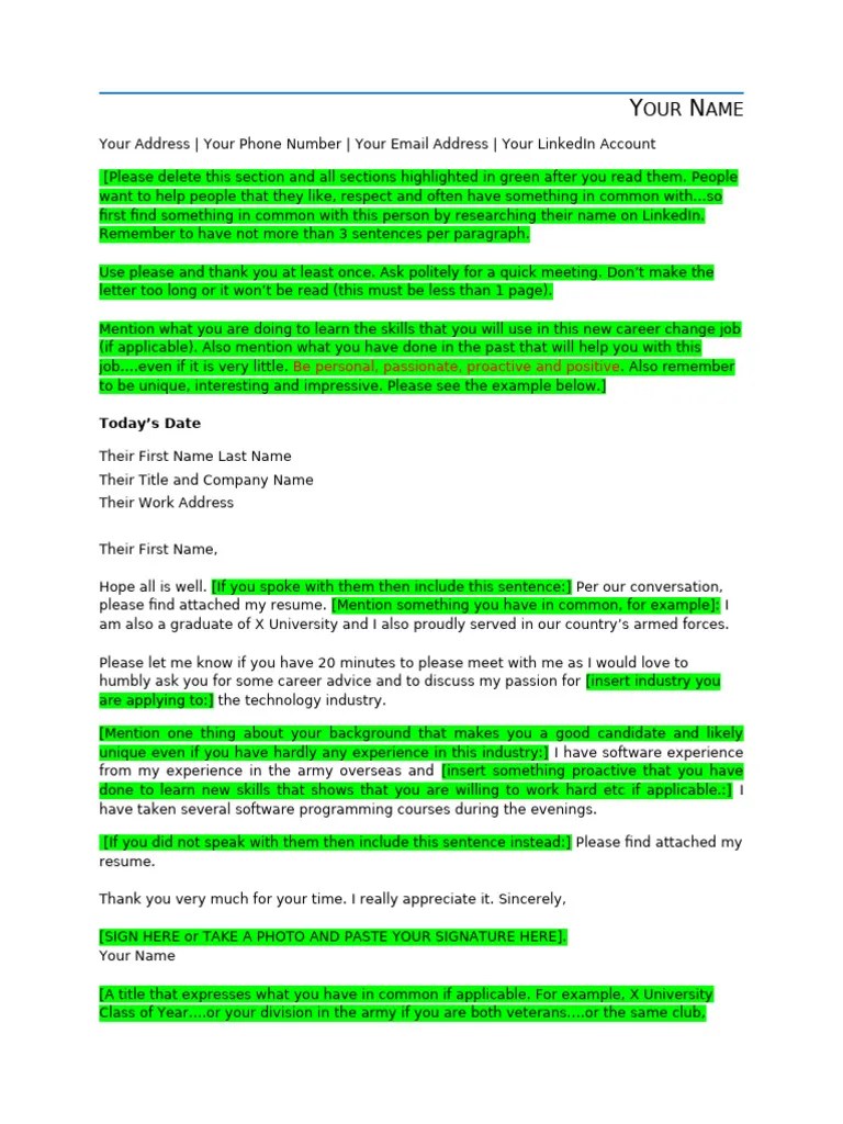 Cover Letter Template | PDF | Linked In