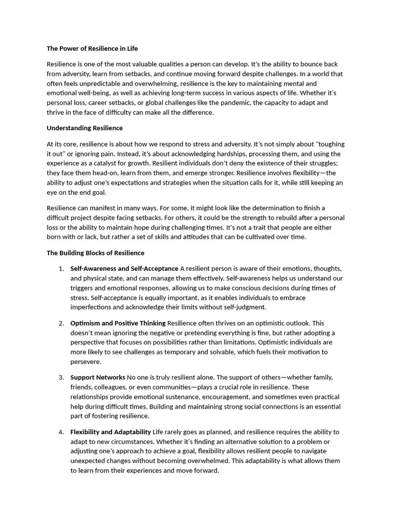 Resilience | PDF | Psychological Resilience | Optimism