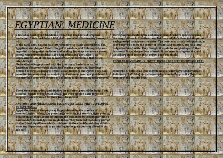 EGYPTIAN MEDICINE | PDF | Ancient Egypt | Ancient Egyptian Religion