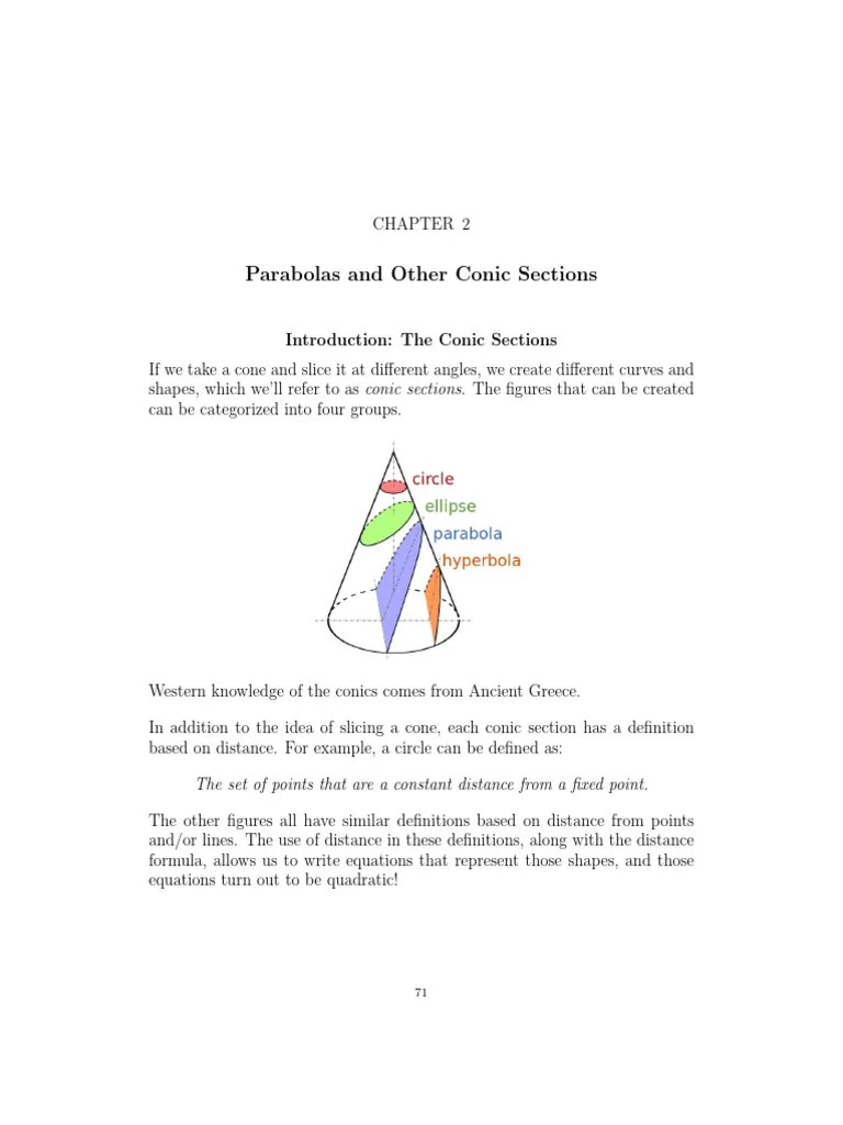 Algebra 2: Parabolas And Other Conic Sections | PDF | Differential ...